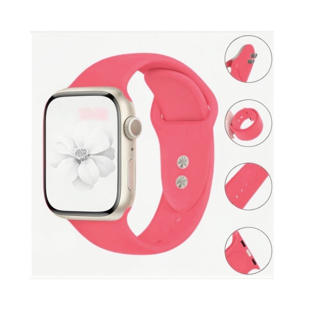 Apple iWatch Compatible Ultra SE Sporty Pink Silicone Watch Band 38/40/41/42mm